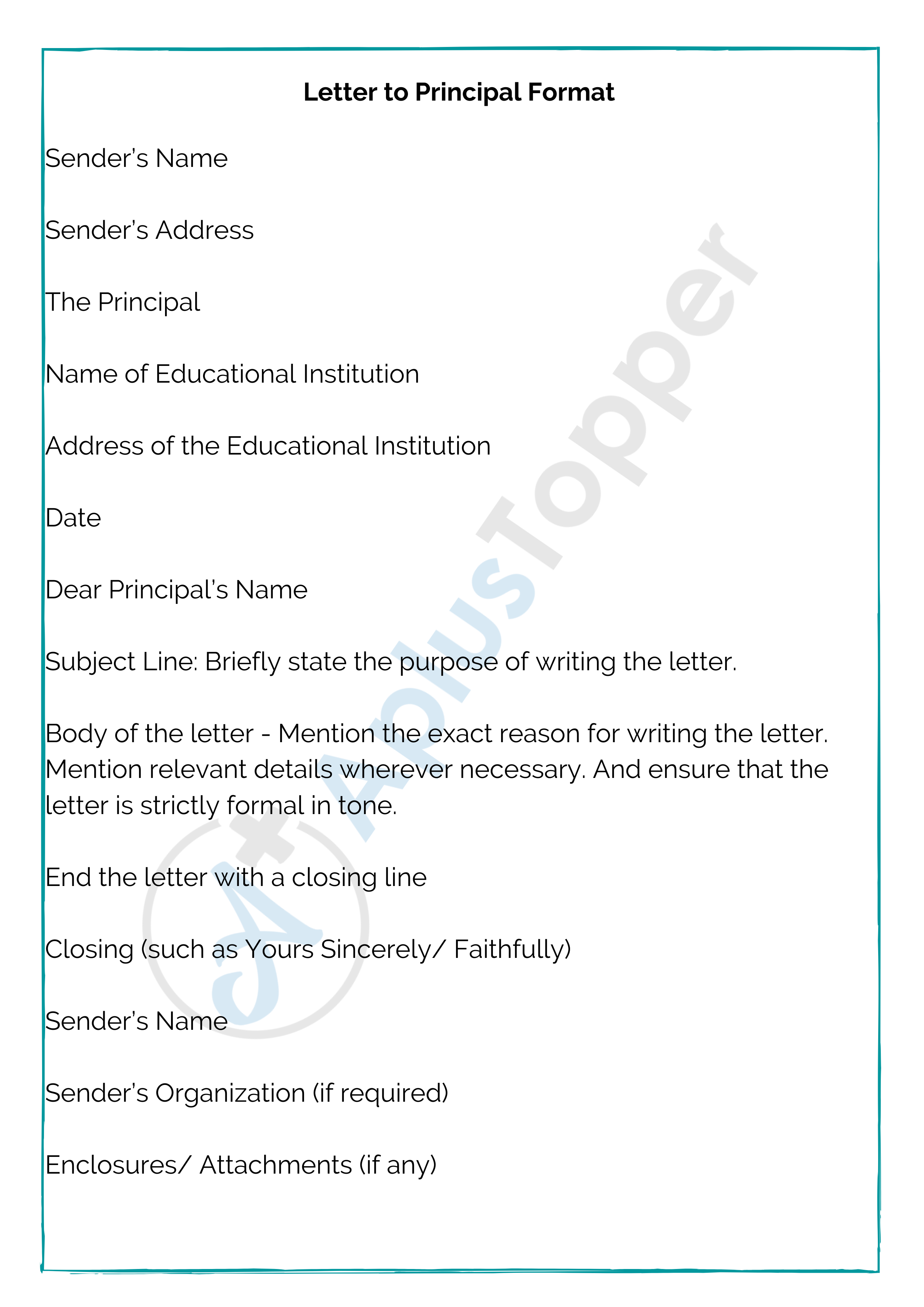 formal application letter to principal
