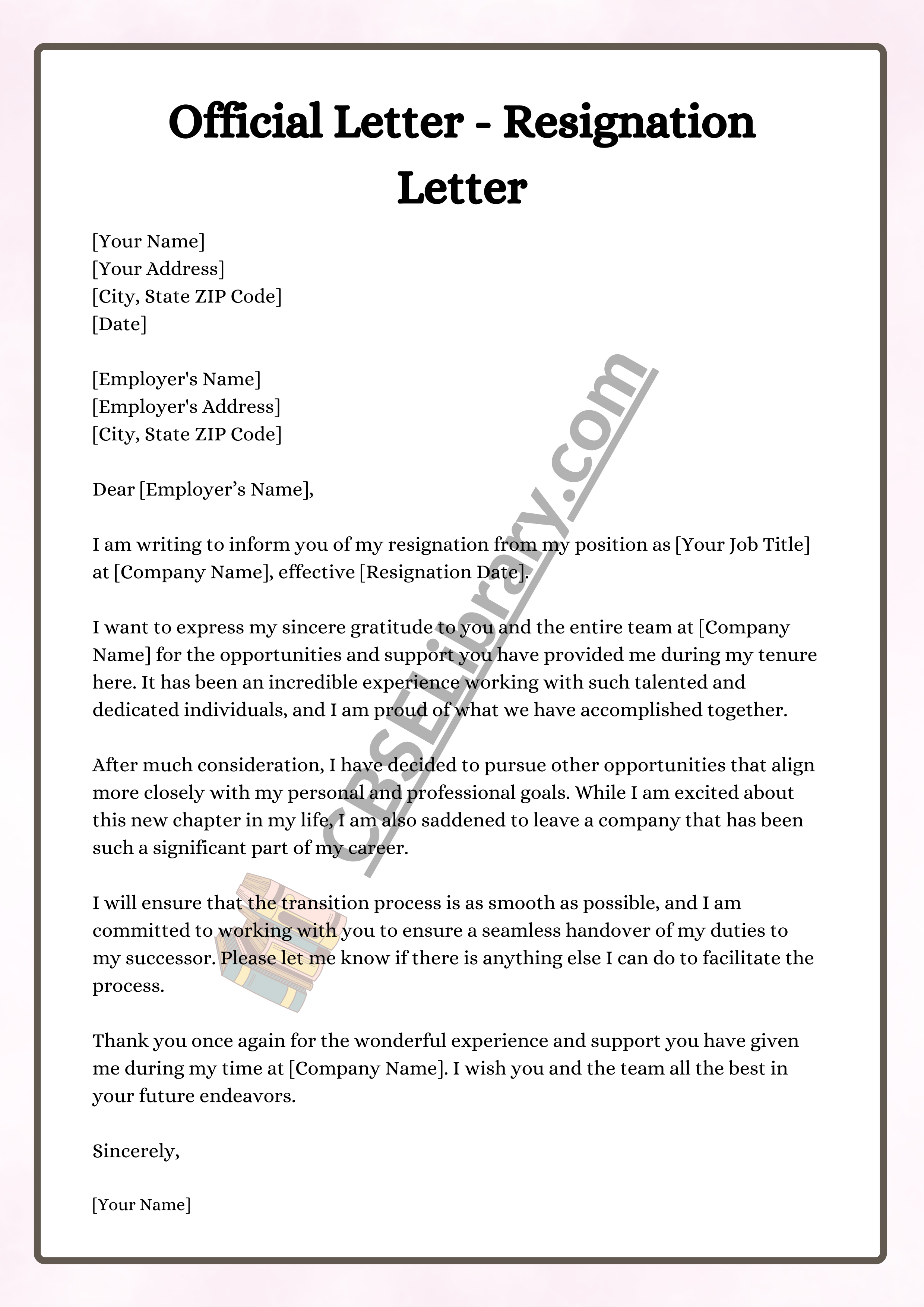Official Letter - Resignation Letter