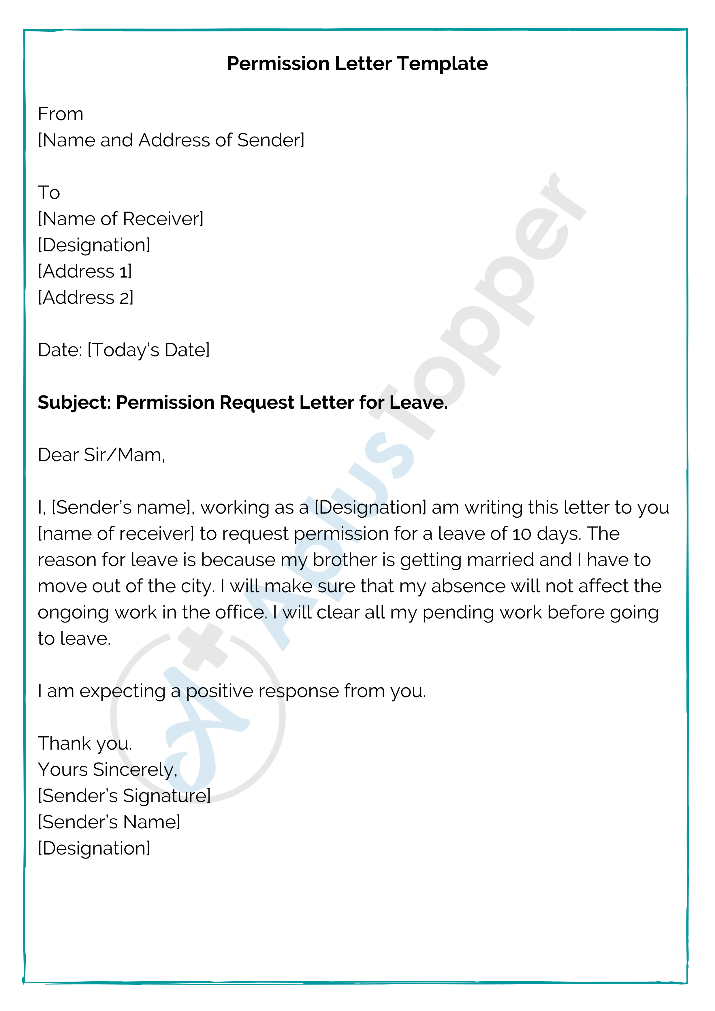 how to write an application letter for permission
