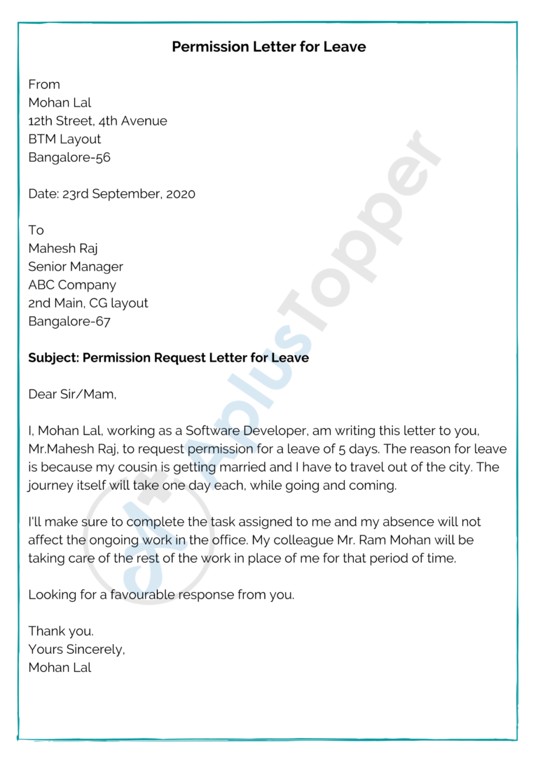 Permission Letter | Format, Samples, Templates, How to Write A ...