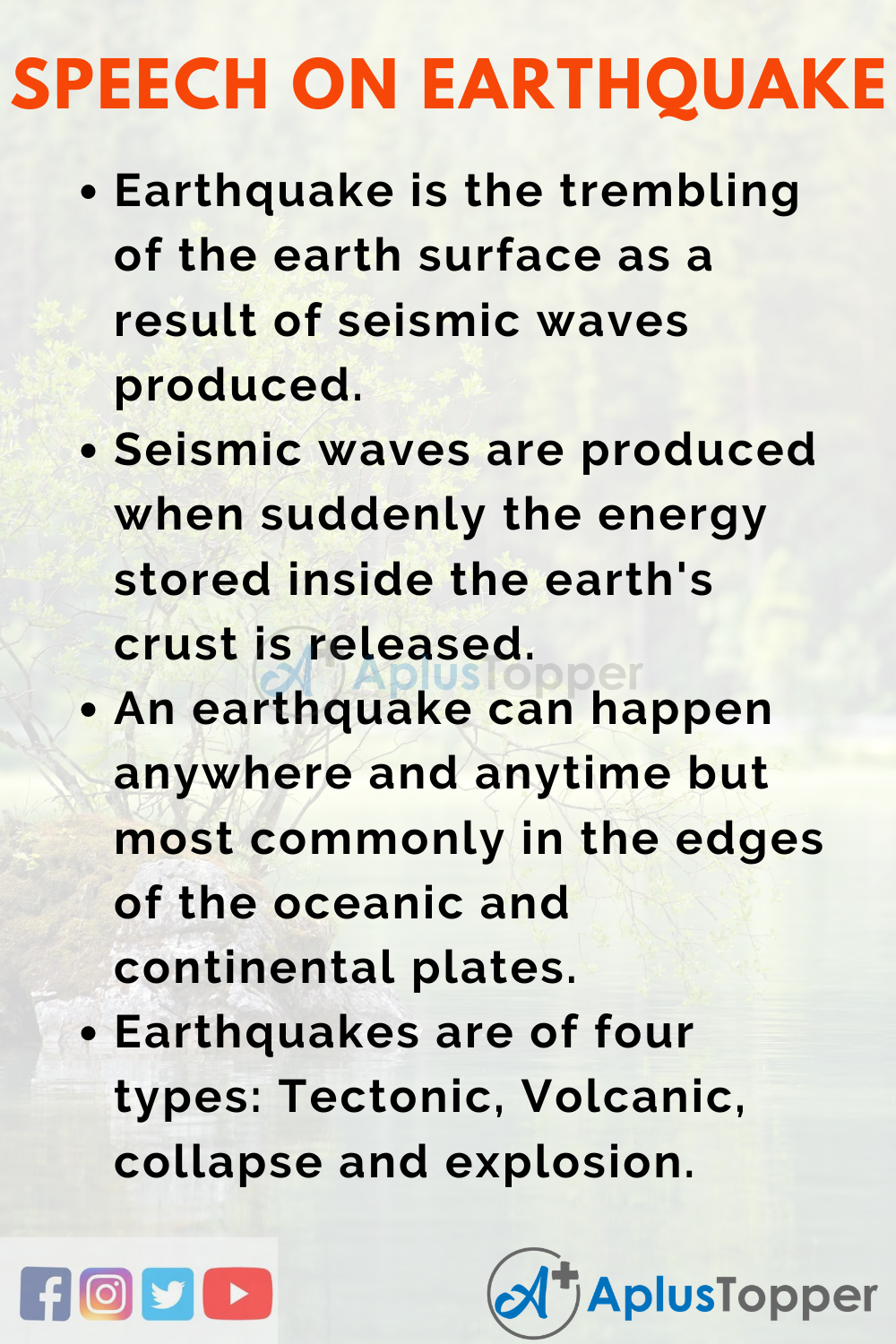 Short Speech On Earthquake 150 Words In English