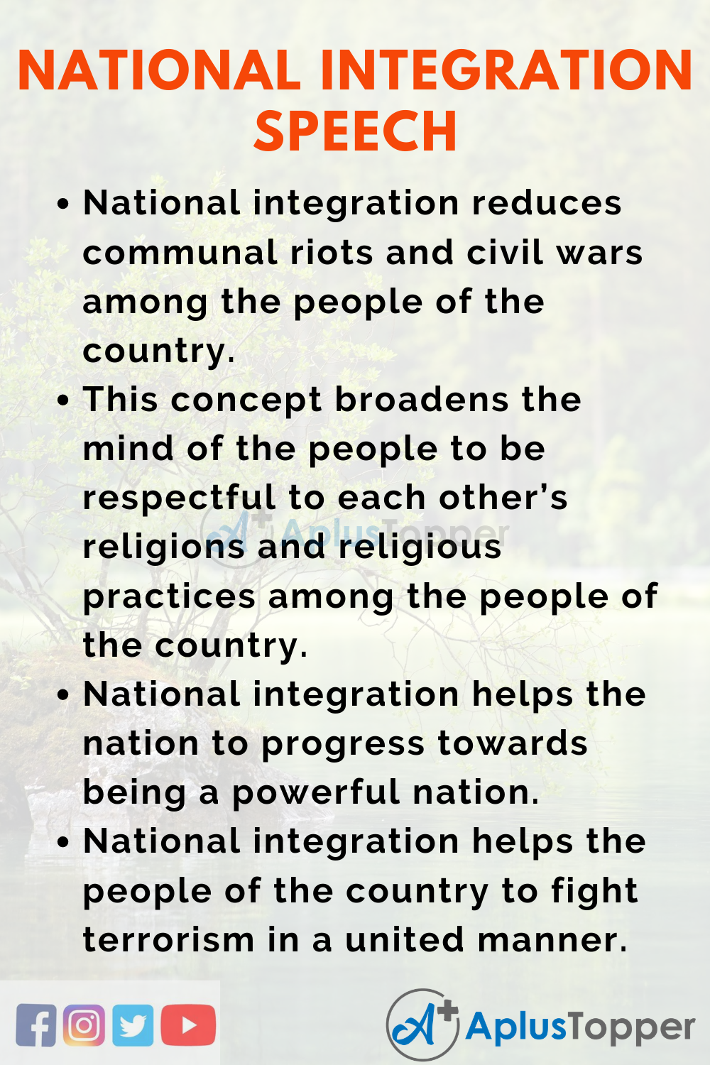 write a speech on national integration