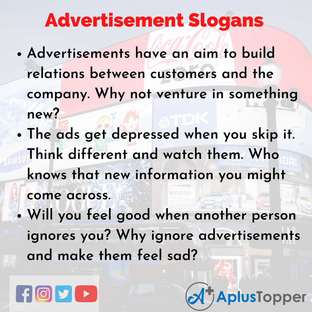 5 Slogans on Advertisement in English