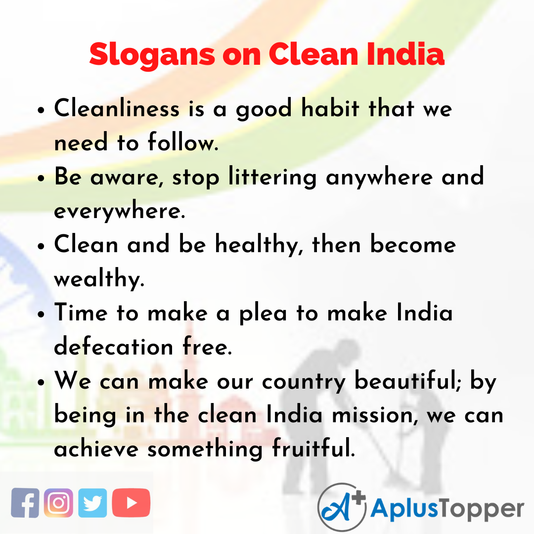 5 Slogans on Clean India in English