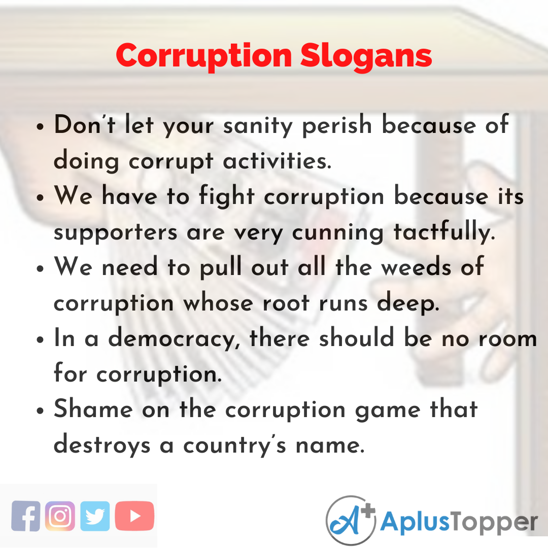 5 Slogans on Corruption in English