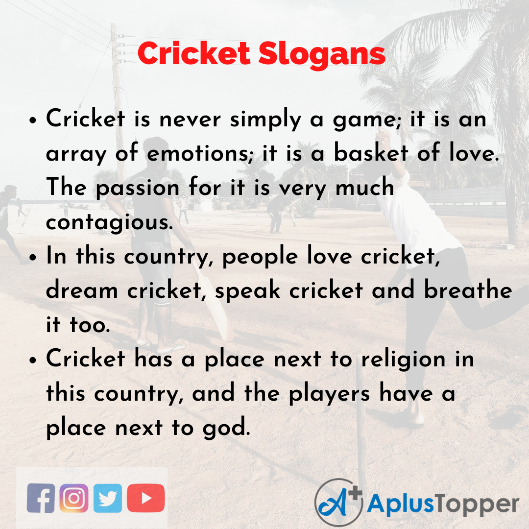 5 Slogans on Cricket in English