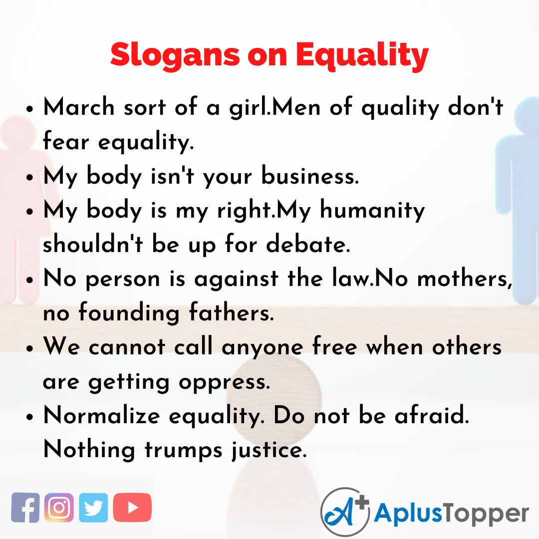 5 Slogans on Equality in English
