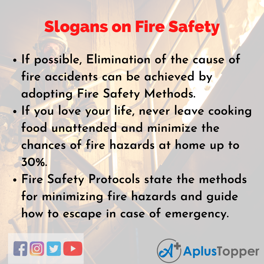 5 Slogans on Fire Safety in English