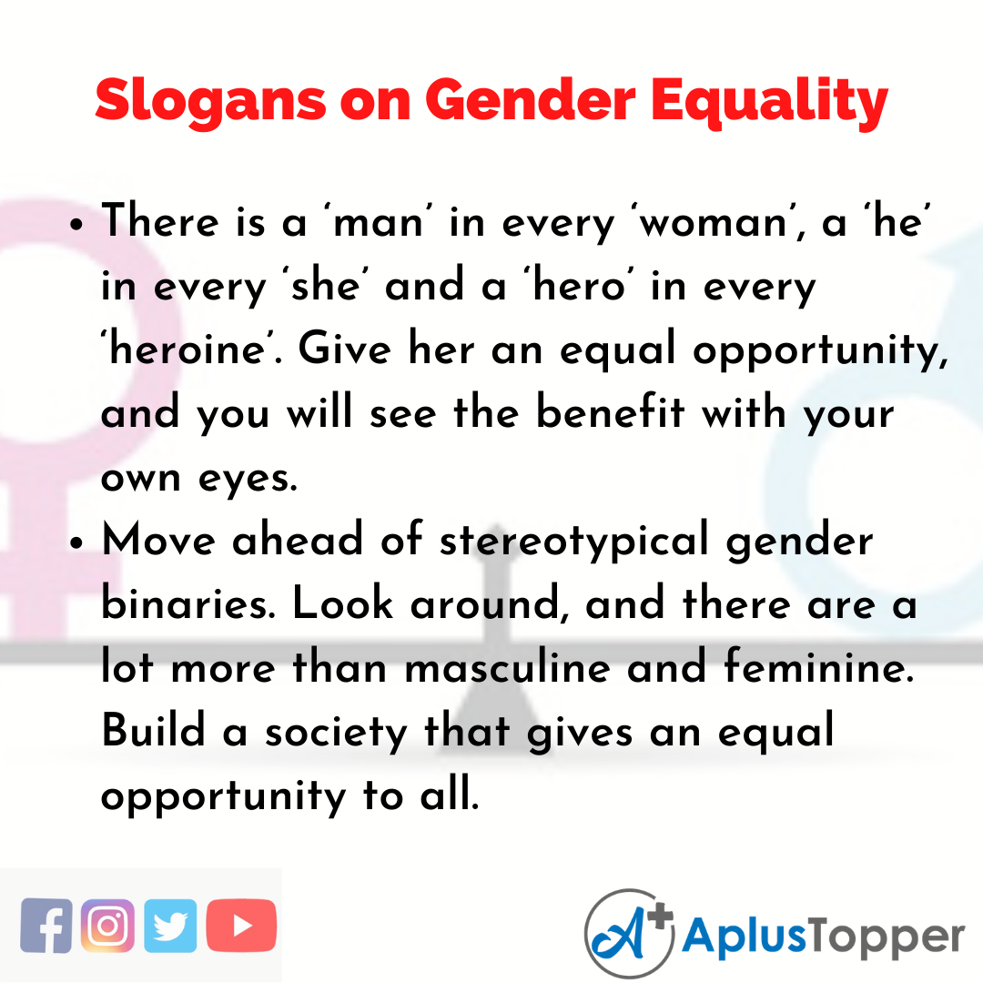 5 Slogans on Gender Equality in English