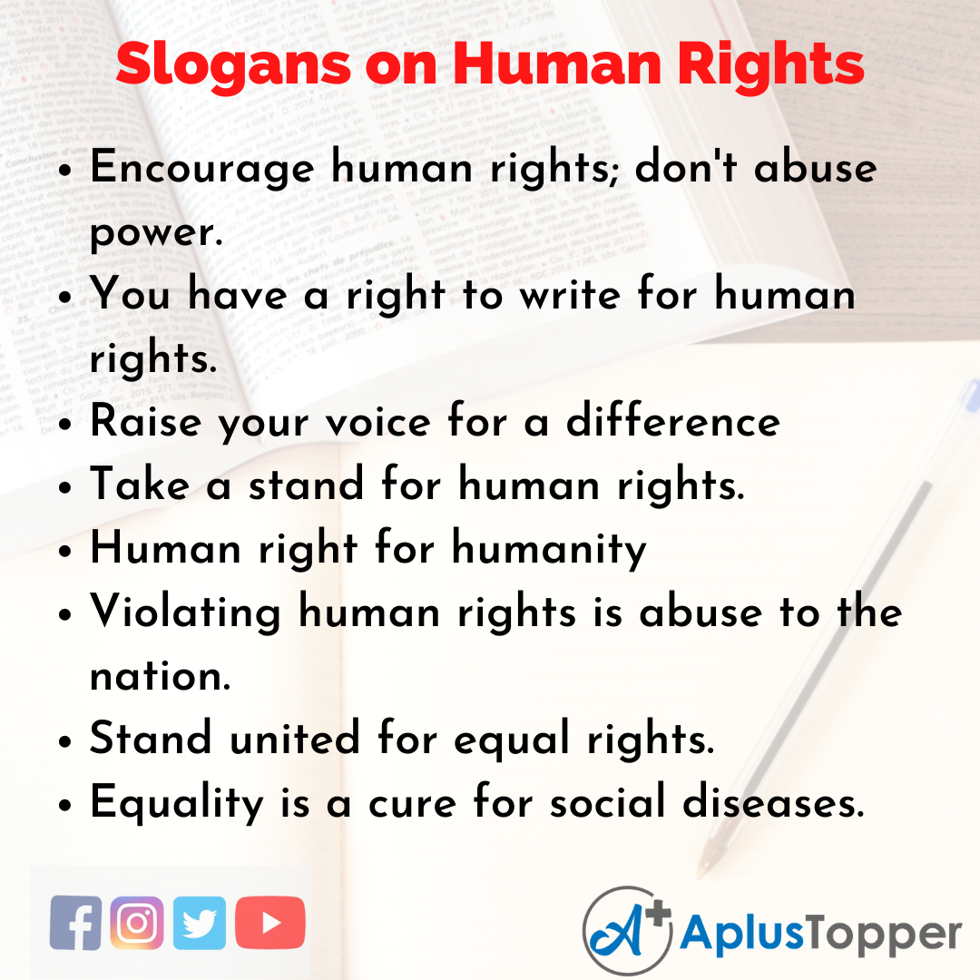 5 Slogans on Human RIghts in English