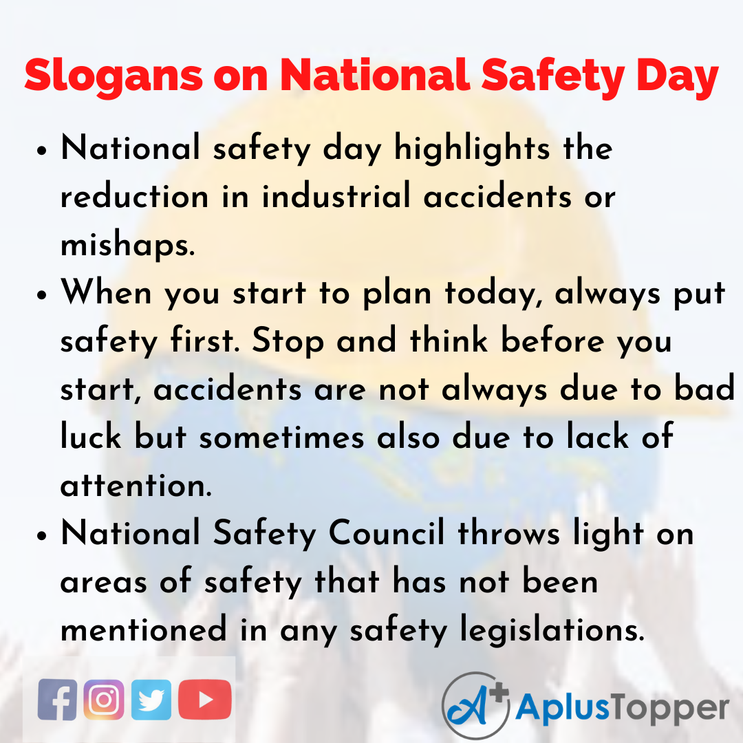 5 Slogans on National Safety Day in English