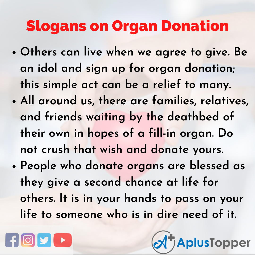 5 Slogans on Organ Donation in English