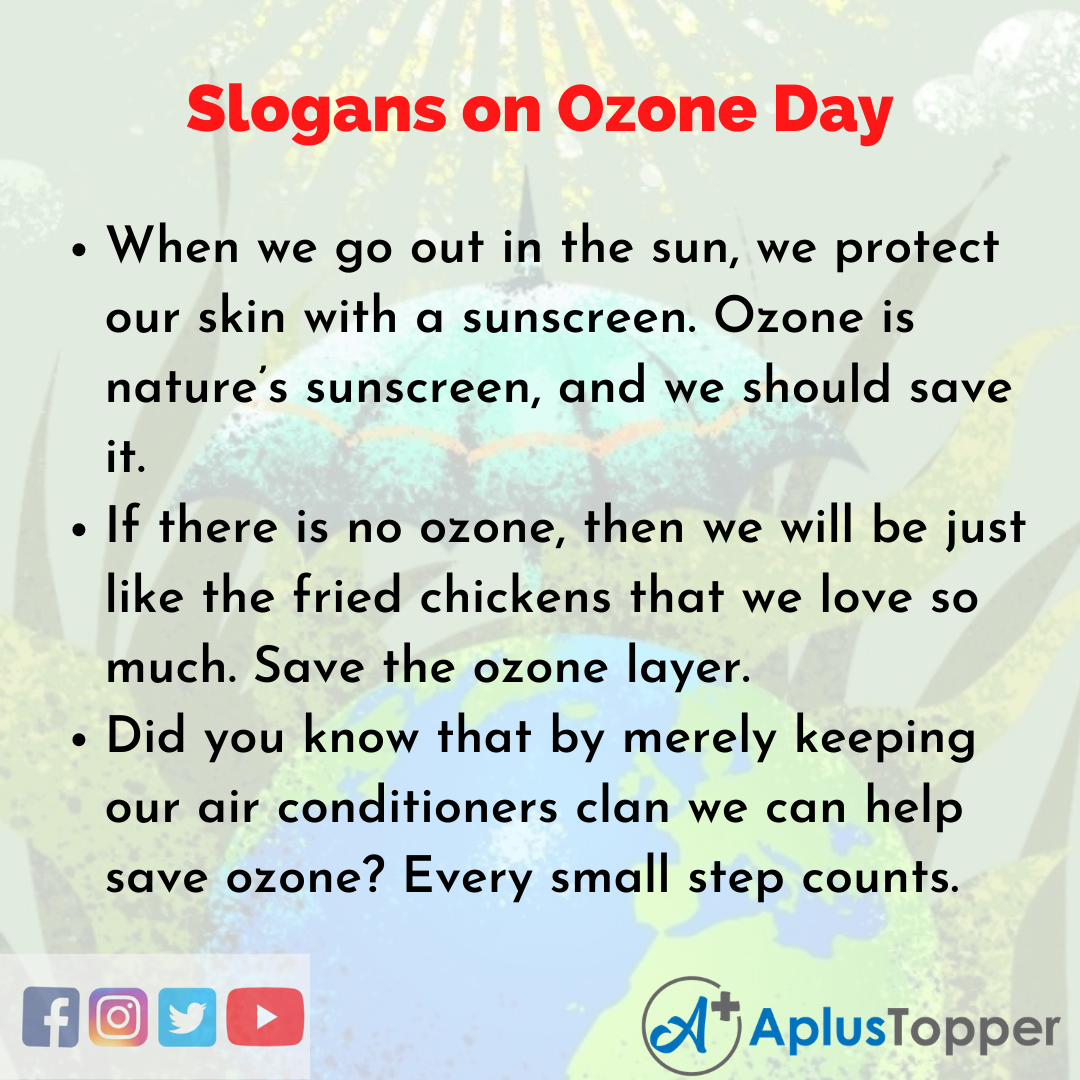 5 Slogans on Ozone Day in English