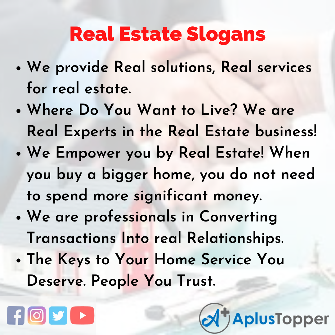 5 Slogans on Real Estate in English