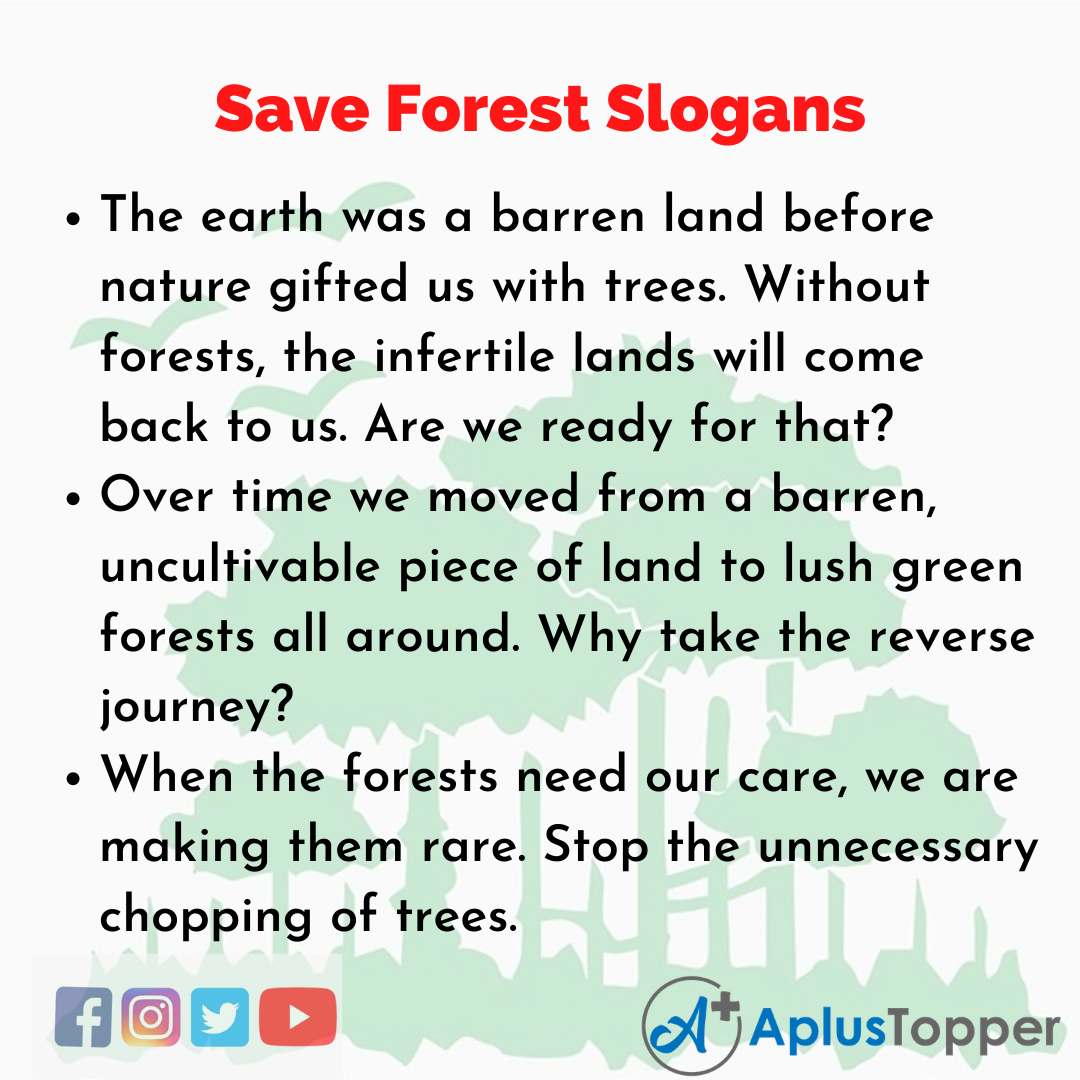 5 Slogans on Save Forest in English