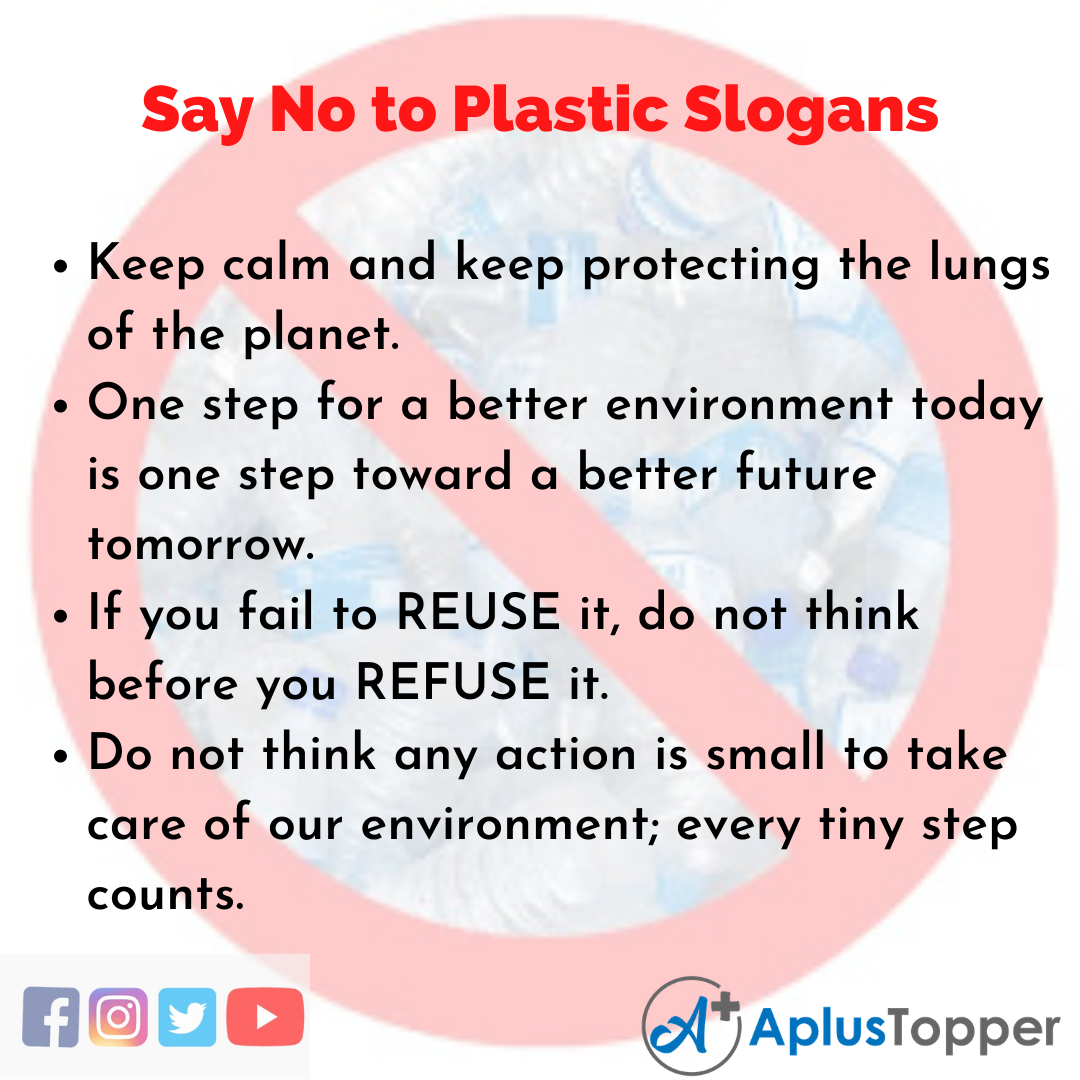 5 Slogans on Say No to Plastic in English