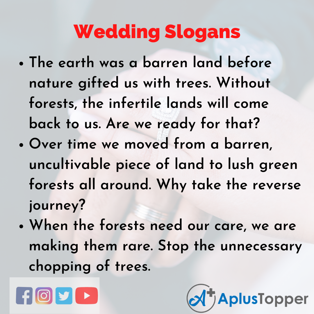 5 Slogans on Wedding in English