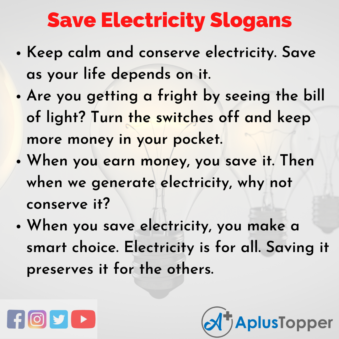 Catchy Save Electricity Slogans