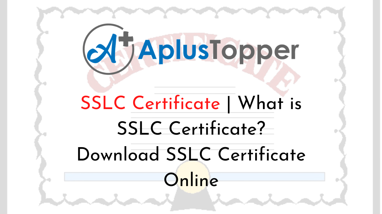 SSLC Certificate