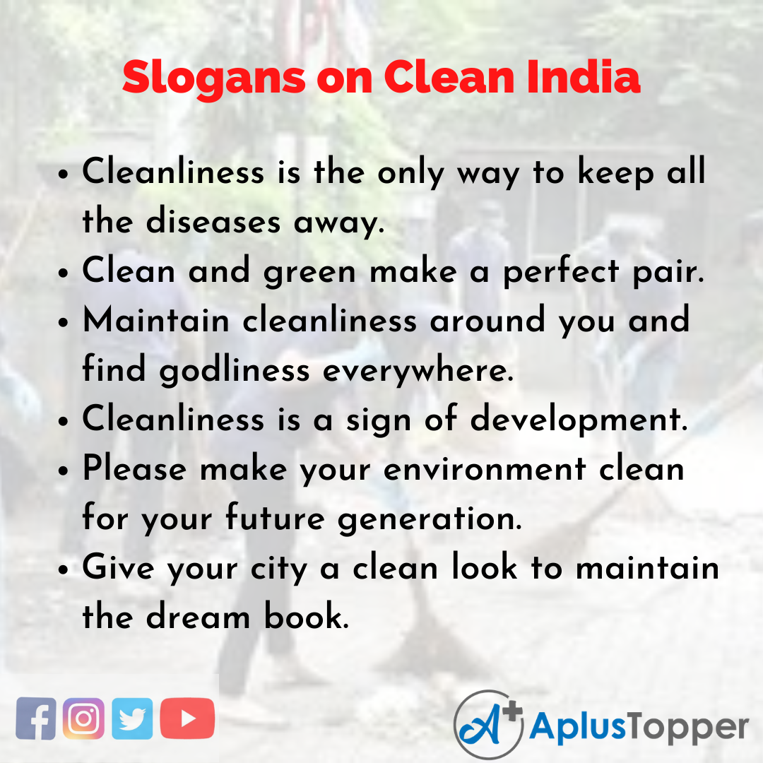 Slogans on Clean India in English