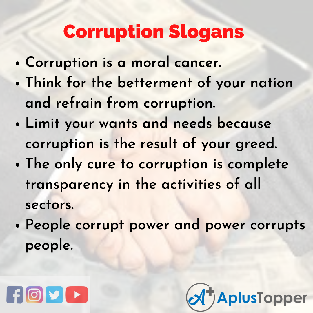 Slogans on Corruption in English