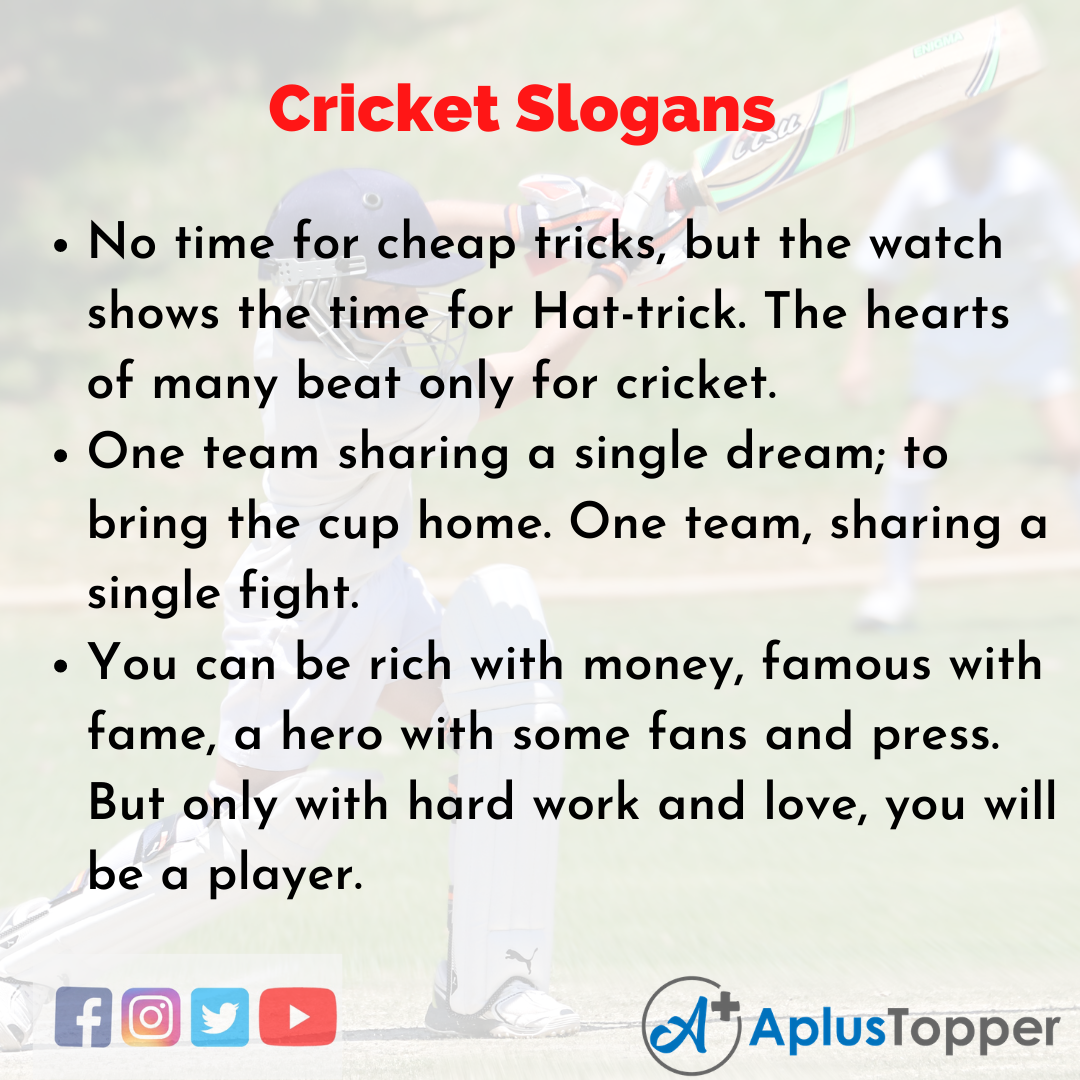 Slogans on Cricket in English