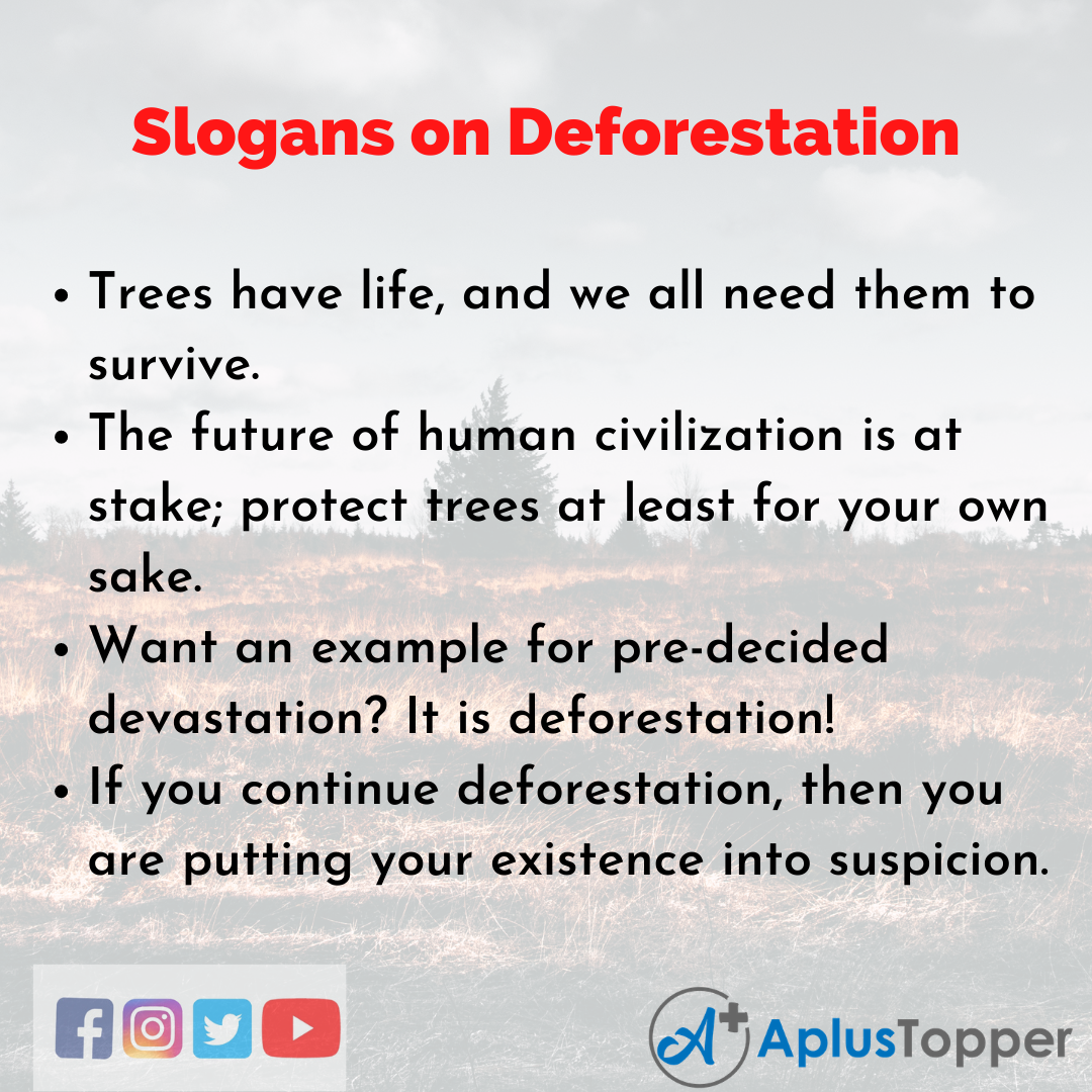 Slogans on Doforestation in English