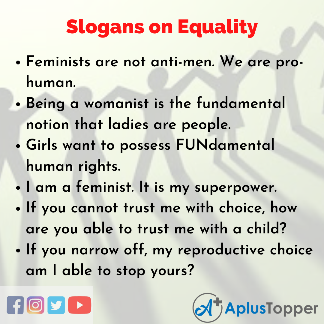 Slogans on Equality in English