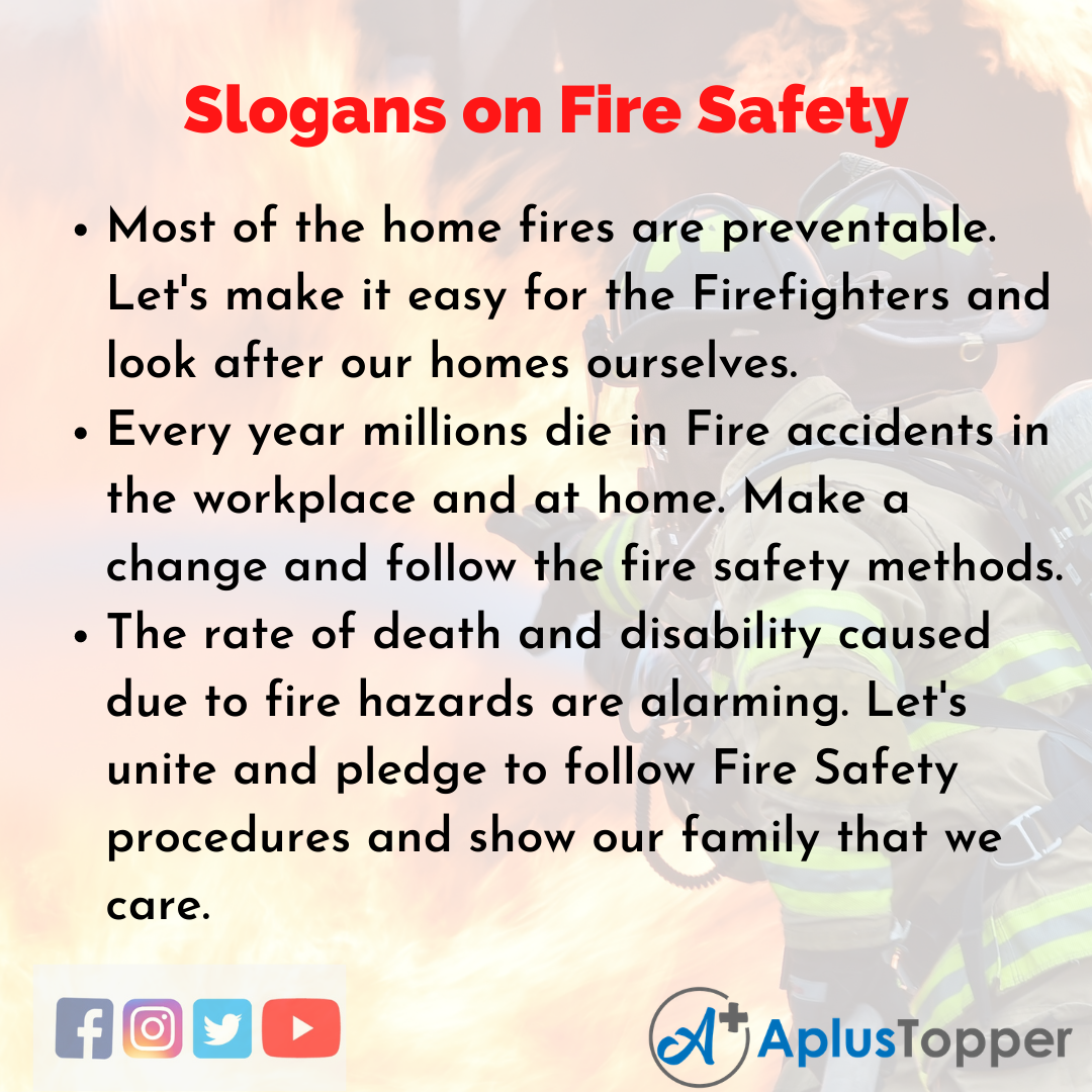 Slogans on Fire Safety in English
