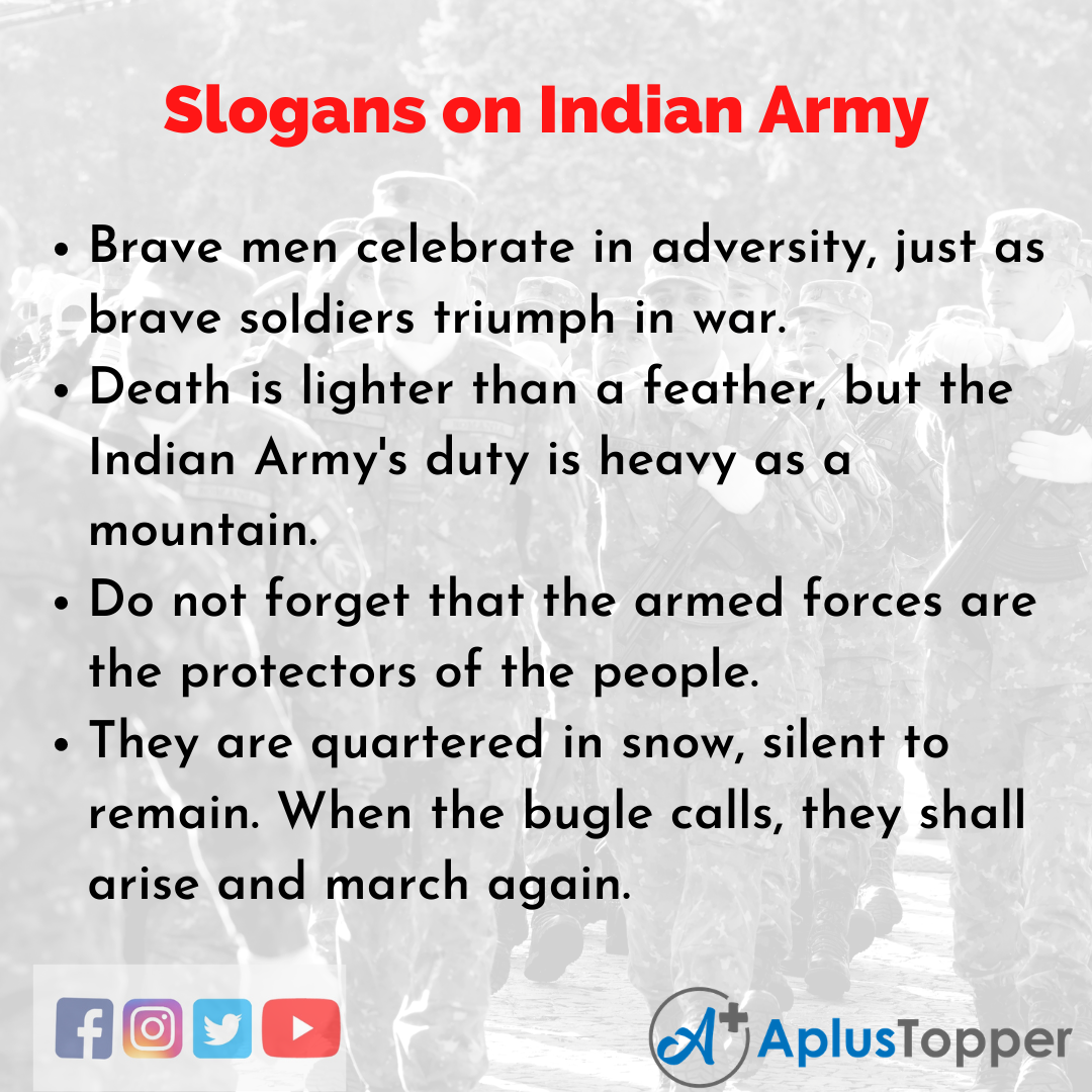 Slogans on Indian Army in English