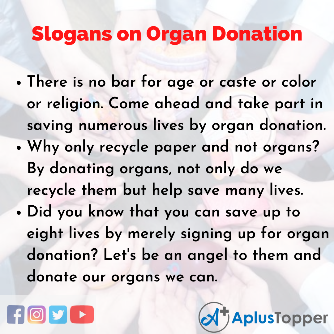 Slogans on Organ Donation in English