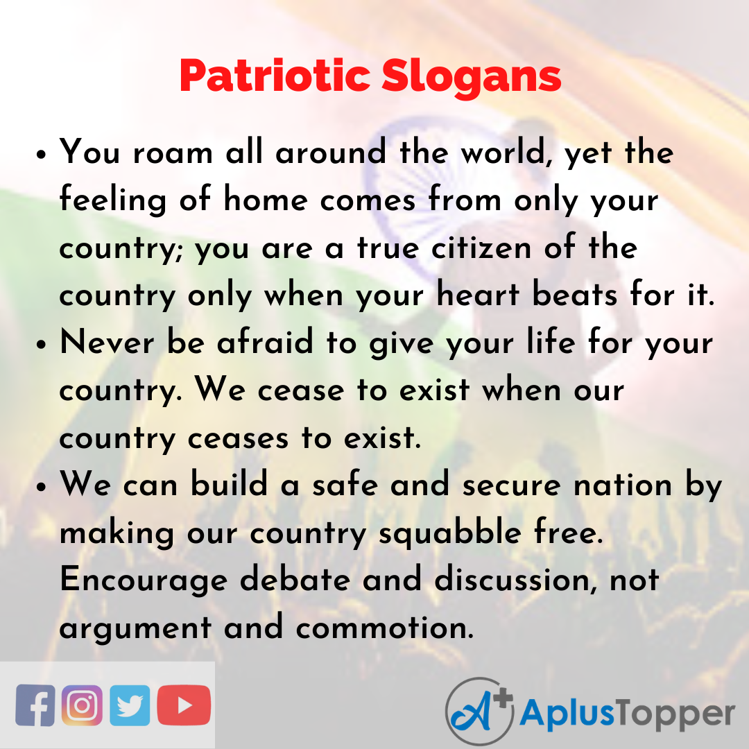 Slogans on Patriotic in English