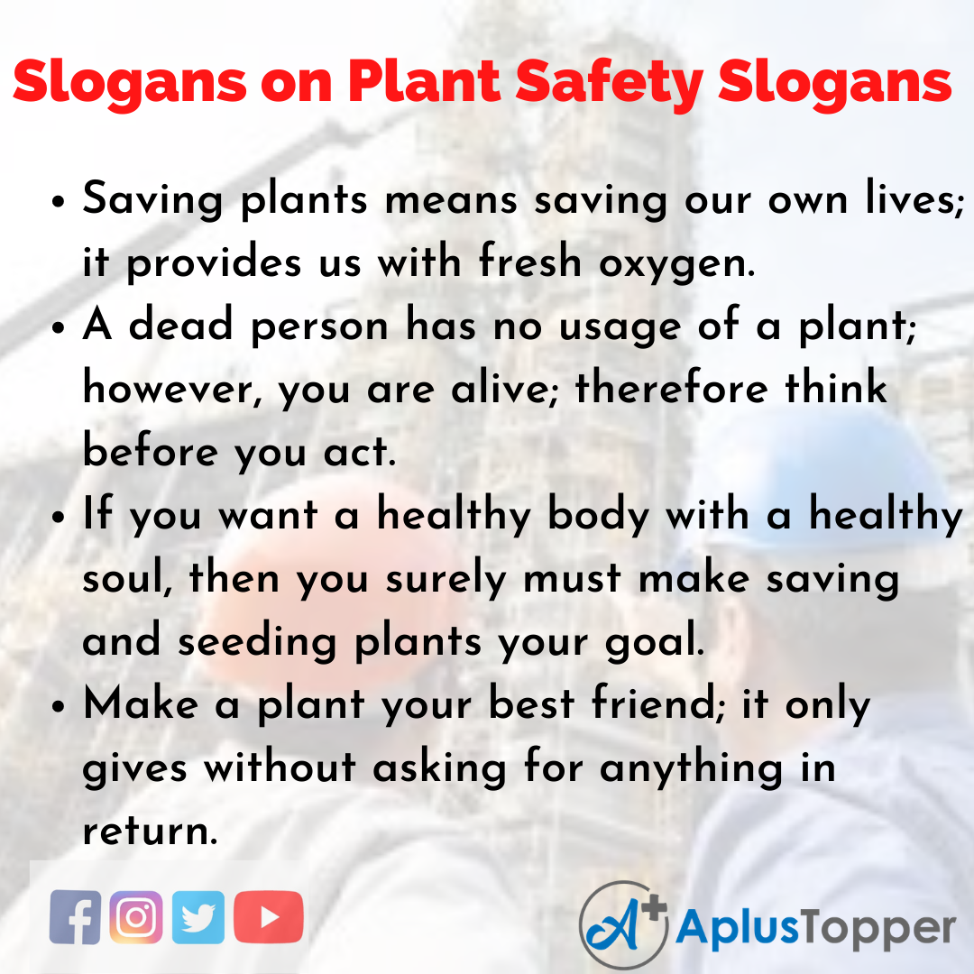 Slogans on Plant Safety Slogans in English