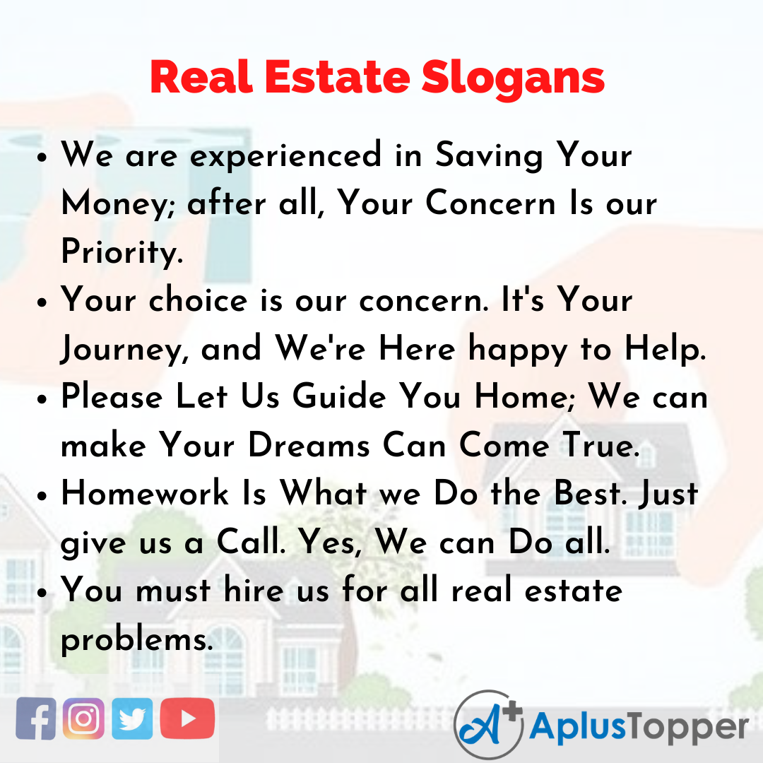 Slogans on Real Estate in English