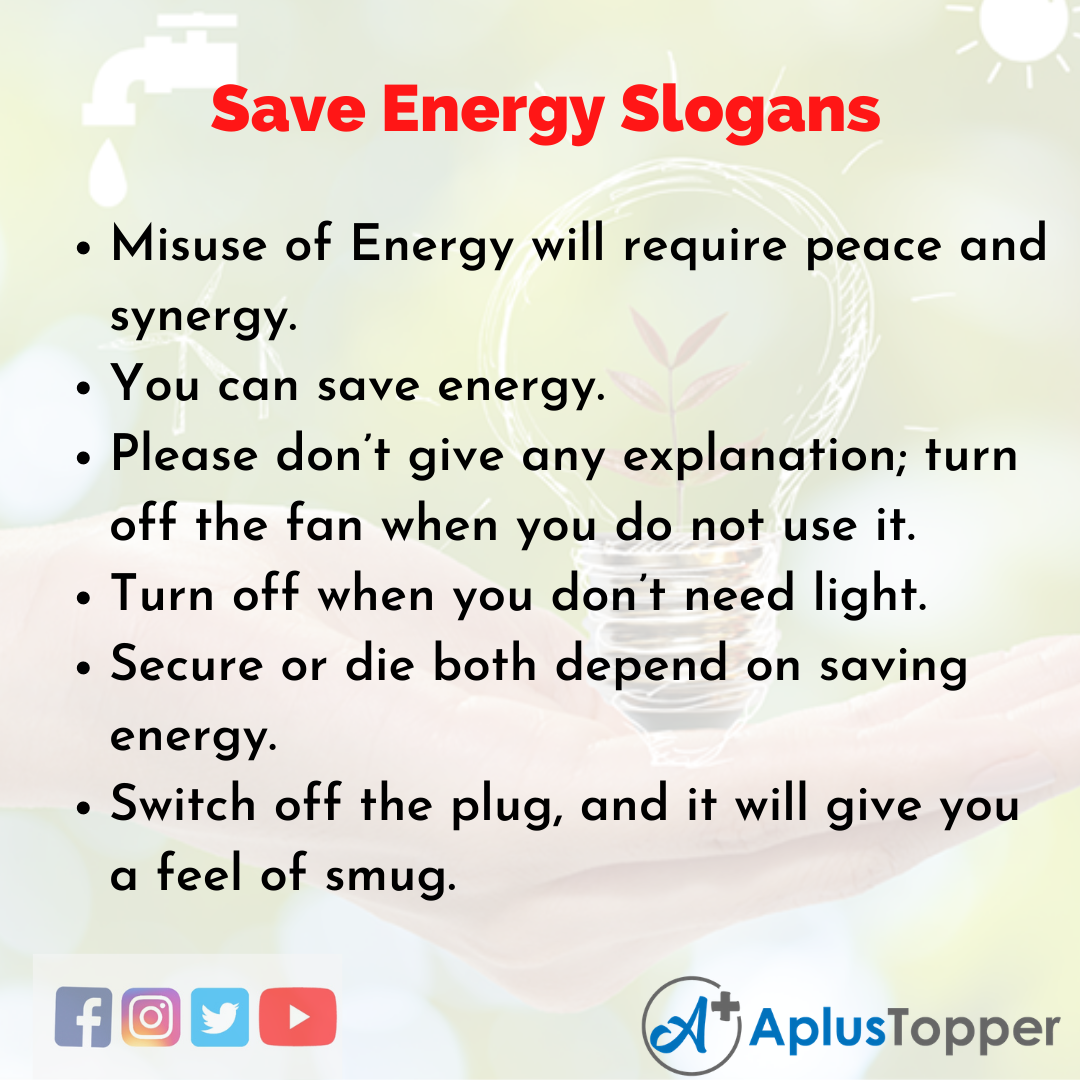 Slogans on Save Energy in English
