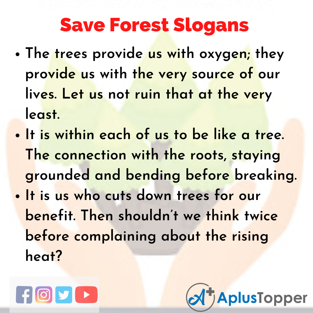 Slogans on Save Forest in English