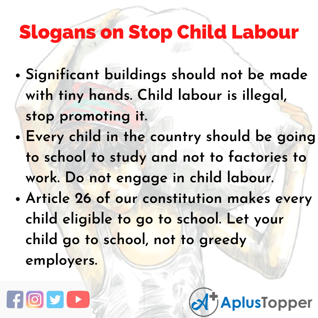 Slogans on Stop Child Labour in English