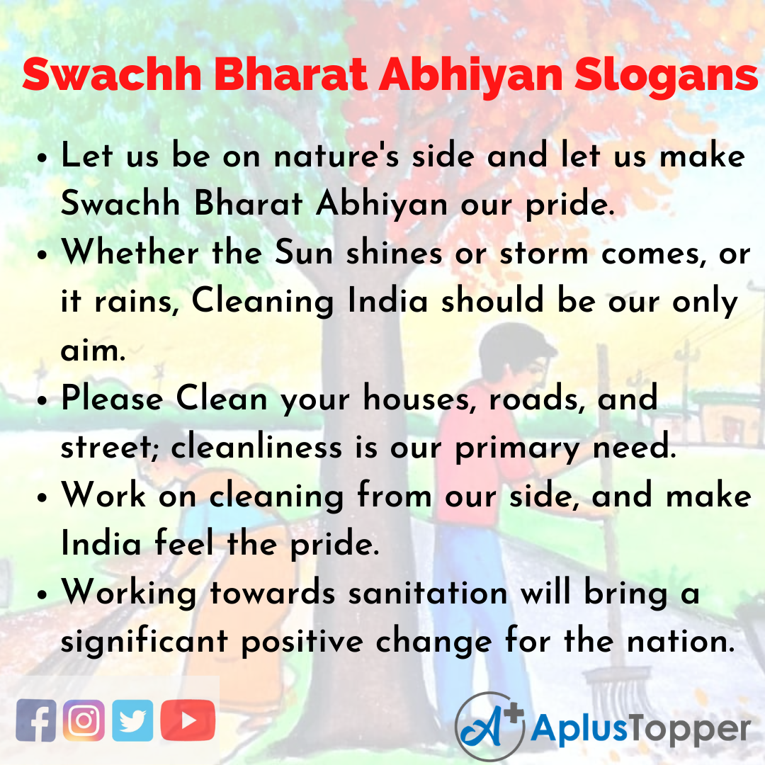 Slogans on Swachh Bharat Abhiyan in English