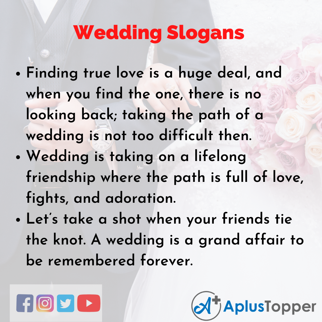 Slogans on Wedding in English