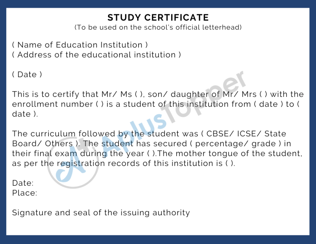 application letter for study certificate