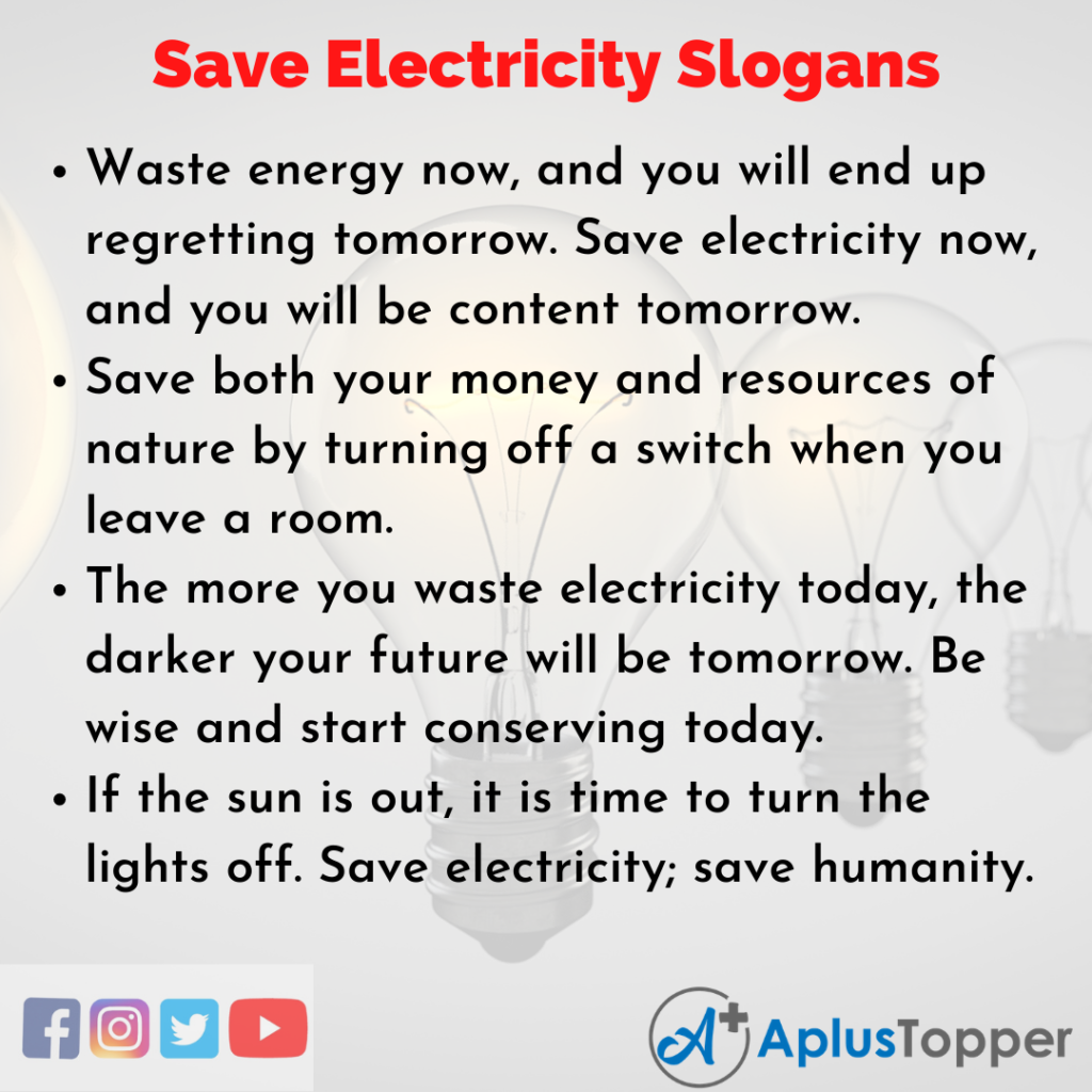 Save Electricity Slogans Unique and Catchy Save Electricity Slogans