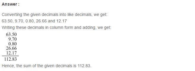 Decimals RS Aggarwal Class 7 Maths Solutions Exercise 3B 3.1