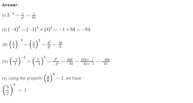 Exponents RS Aggarwal Class 8 Maths Solutions CCE Test Paper 1.1
