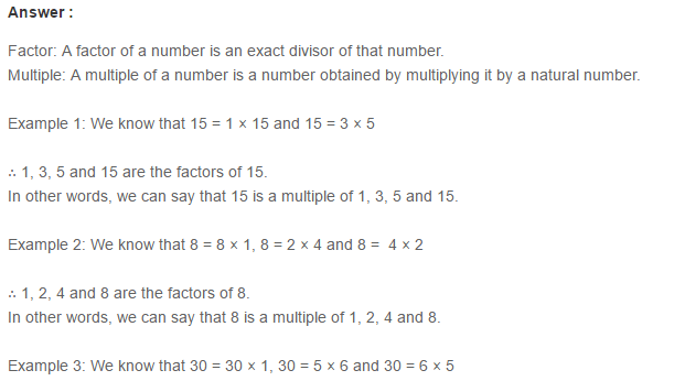 Factors and Multiples RS Aggarwal Class 6 Maths Solutions Exercise 2A 1.1