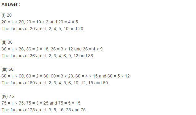 Factors and Multiples RS Aggarwal Class 6 Maths Solutions Exercise 2A 2.1