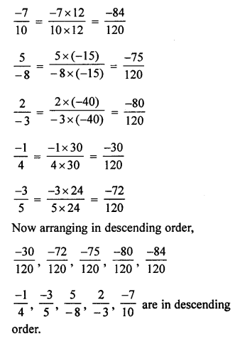 ML Aggarwal Class 7 Solutions for ICSE Maths Chapter 3 Rational Numbers Check Your Progress Q6.3