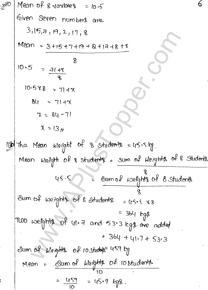 ML Aggarwal ICSE Solutions for Class 9 Maths Chapter 20 Statistics Q1.6