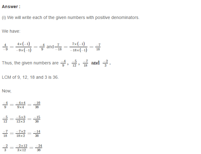 Rational Numbers RS Aggarwal Class 8 Solutions 10.1
