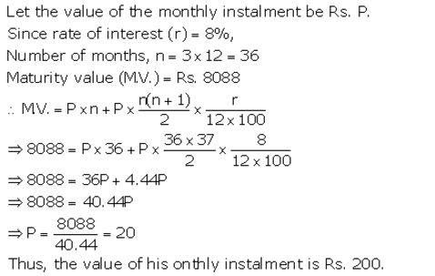 Selina Concise Mathematics Class 10 ICSE Solutions Banking (Recurring Deposit Accounts) - 34