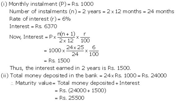 Selina Concise Mathematics Class 10 ICSE Solutions Banking (Recurring Deposit Accounts) - 36